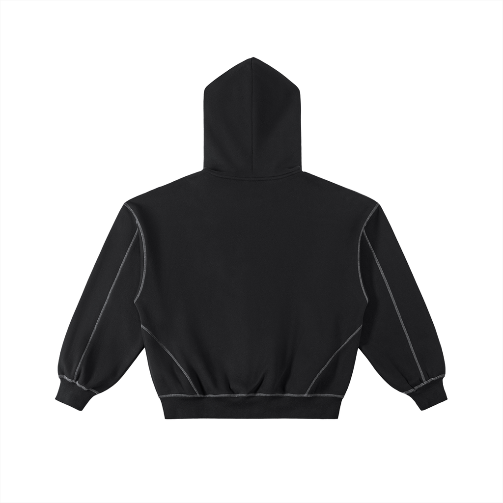 Black contrast stitched zip up tracksuit