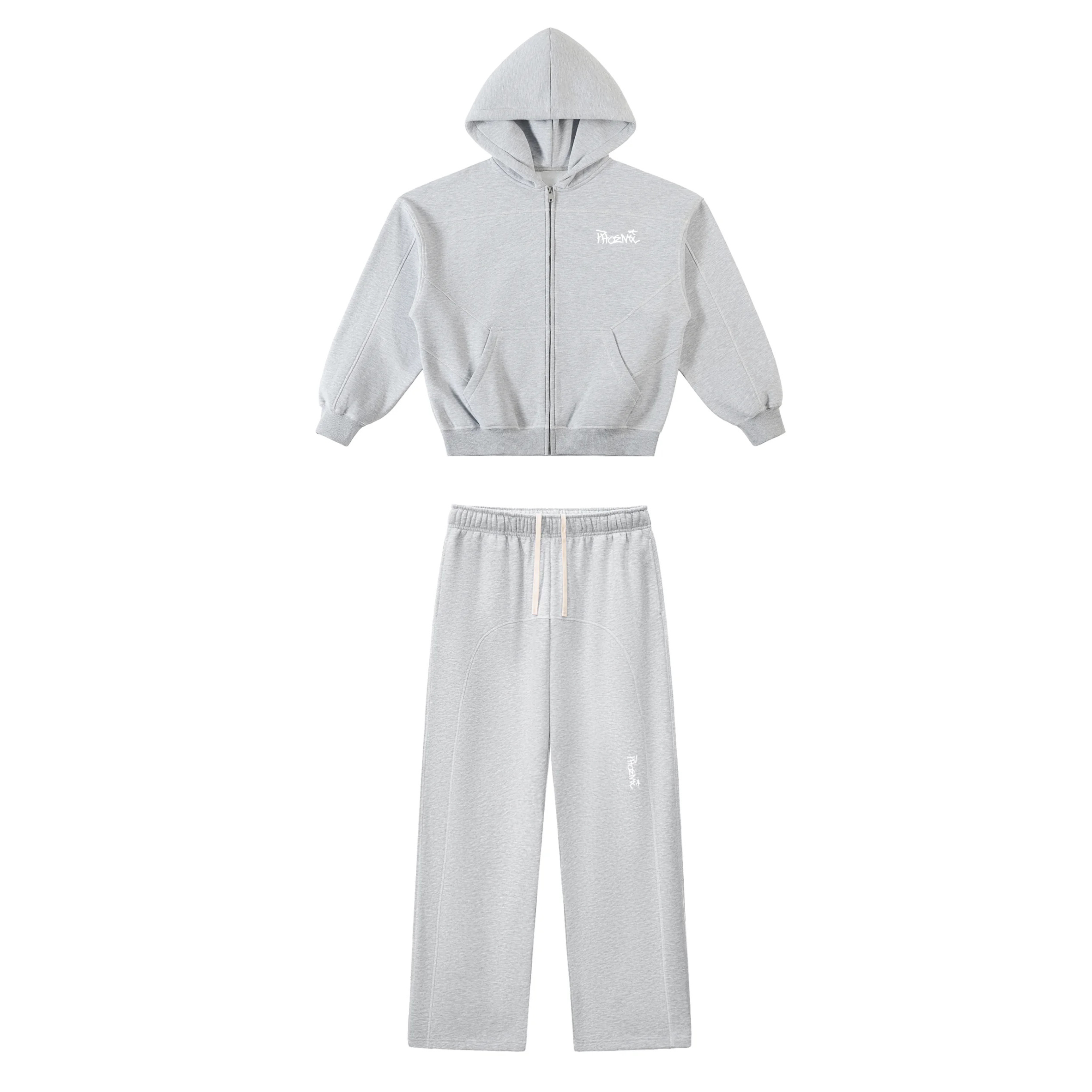 Grey contrast stitched zip up tracksuit