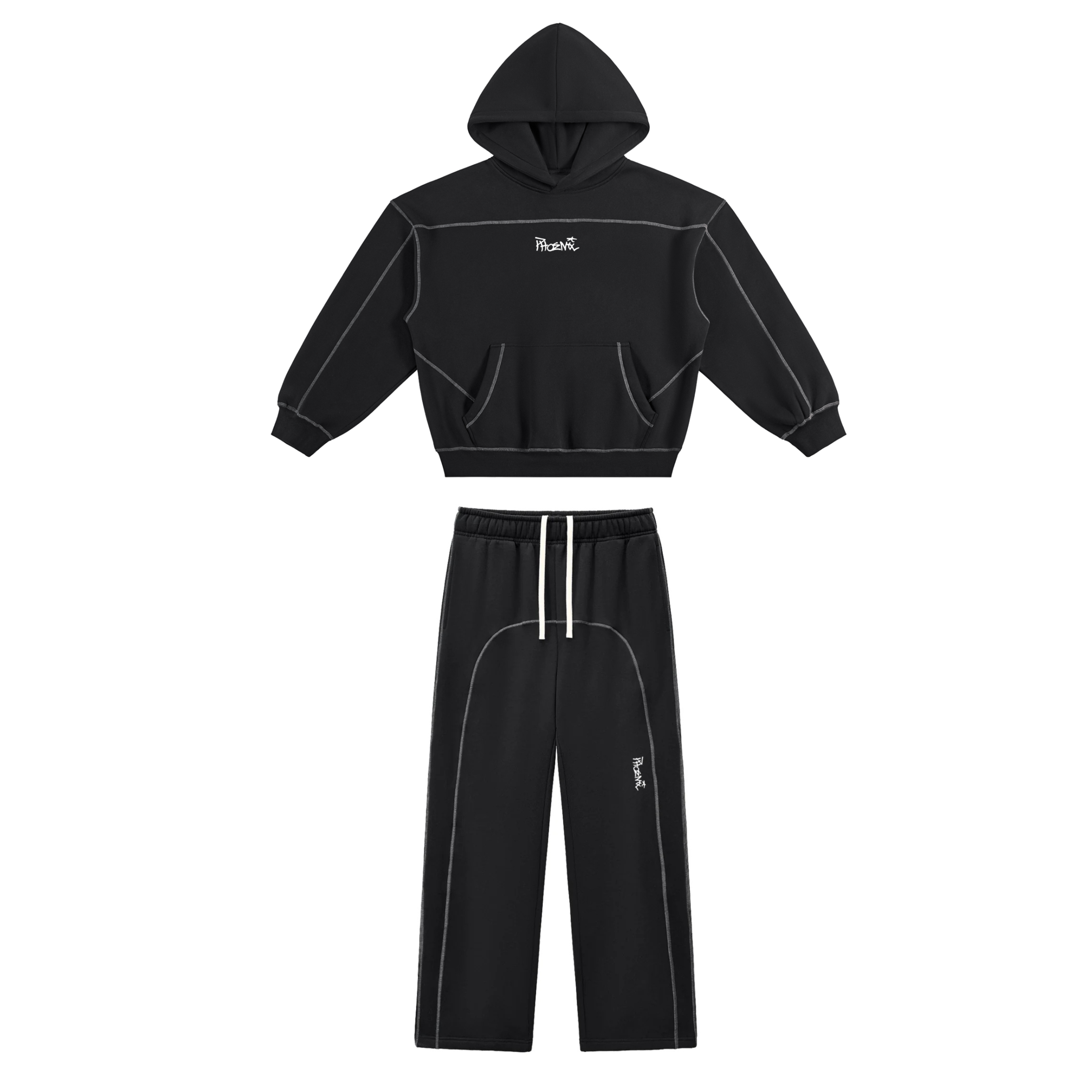 Black contrast stitched tracksuit